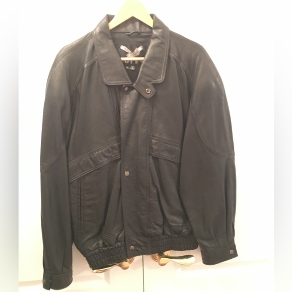 Vintage ADLER Mens Black Leather Bomber Jacket M Medium $300 EUC lcsr